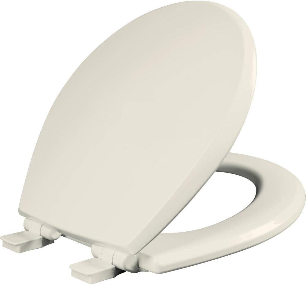 Mayfair Cassel Slow Close Toilet Seat, Easy Clean, Non Slip Premium Wood Seat, Easy Install, Round, Biscuit