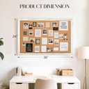 Cork Board Bulletin Board, 36" x 24" Corkboard for Wall, Rustic White Wooden Frame, Hanging Pin Board for Home & Office Decor, 10 Push Pins
