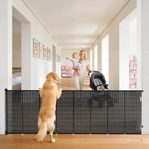  Retractable Baby Gate for Stairs, 42" Tall X 200" Wide Mesh Dog Gate Indoor, Child Gate for Doorways, Hallways, Deck, Indoor Outdoor Pet Baby Safety Essentials for Home, Black