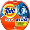 Tide 4-n-1 Ultra Oxi PODS Laundry Detergent Pacs, 32 Count, HE Compatible, Built in Pre-Treater for Stains