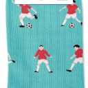 3 x Men's Fun Football Print Mid-Calf Socks, Breathable Cotton, for Teens & Adults, Ideal Football Fan Gift, US Size 6-12