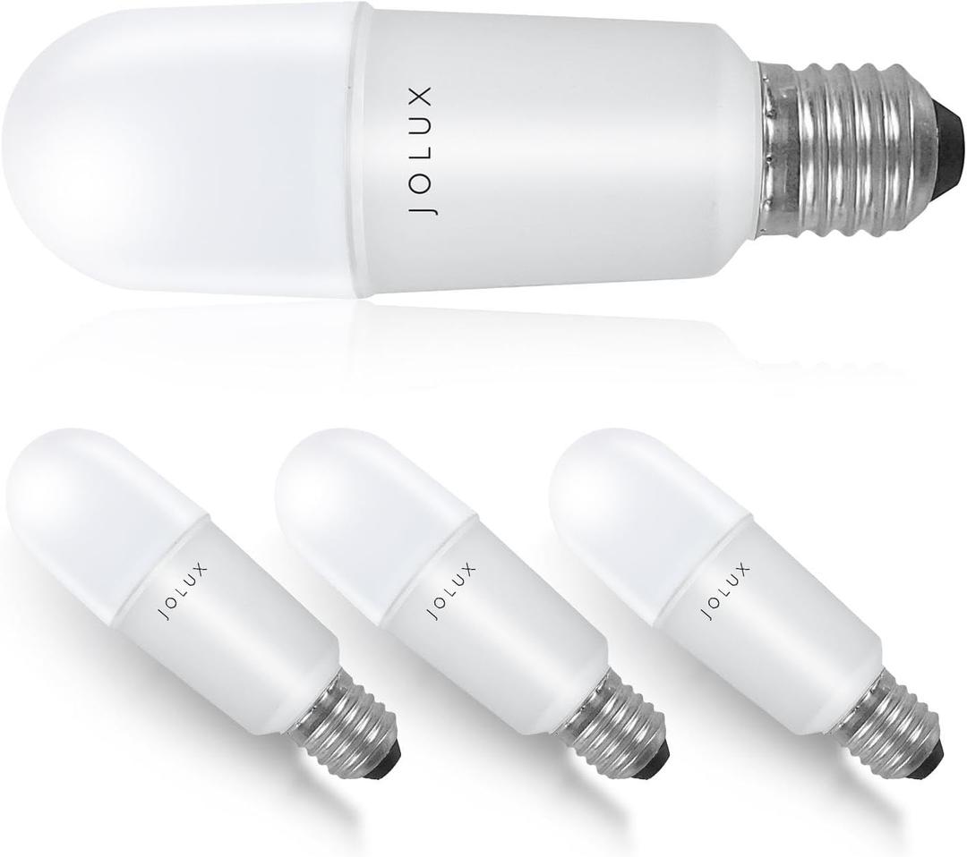 Jolux 4 Pack LED Stick Light Bulbs with Dusk to Dawn, 100W Equivalent,Daylight(5000K),1500lm,Auto On/Off Outdoor LED Bulbs,Damp Rated,E26 Medium Base.………