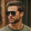 LVIOE Oversized Aviator Sunglasses for Women Men Trendy Shield Sun Glasses UV400 Protection Square Frame (A1 Black/Grey)