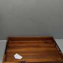 20 Inch Acacia Wood Ottoman Tray with Metal Handle - Wooden Square Serving Tray - Extra Large Food Trays for Decorative, Coffee Table, Breakfast in Bed - Charcuterie Trays Use for Kitchen