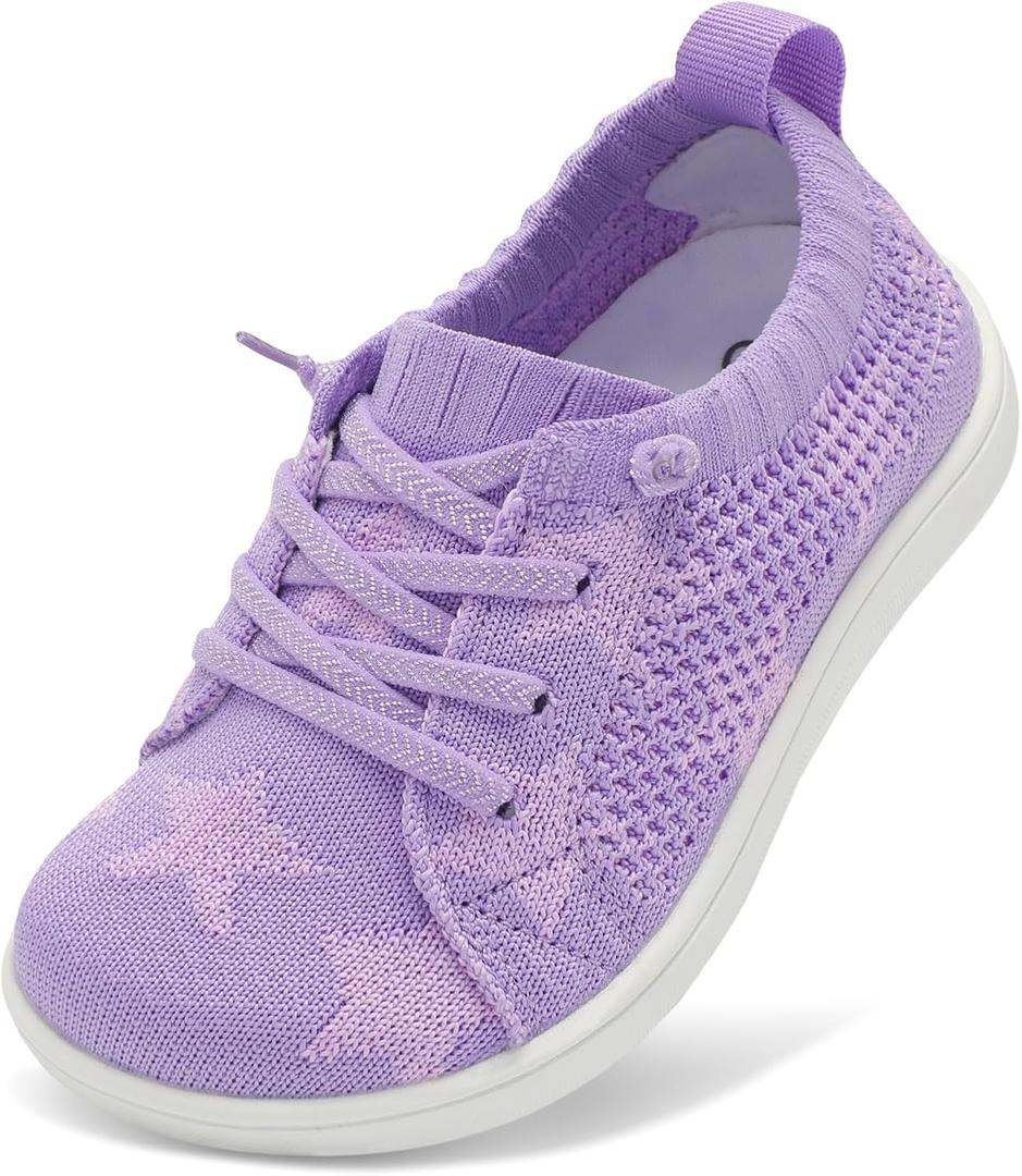 LeIsfIt Toddler Shoes Girls Boys Wide Shoes Kids Zero Drop Minimalist Sneakers Barefoot Slip on Tennis Sneakers (Purple)