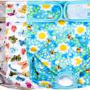 Wegreeco Washable Female Dog Diapers Highly Absorbent Reusable Diapers for Dog in Heat Period, 3 Pack (Flamingoes, X-Large) (X-Large (17.5"-27" Waist))