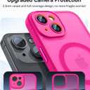 CANSHN Magnetic for iPhone 15 Case, Upgraded [Full Camera Protection] [Compatible with Magsafe] [Translucent Matte] Shockproof Protective Phone Case for iPhone 15 6.1" - Hot Pink