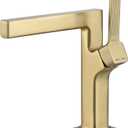 Brushed Gold Single Hole Bathroom Sink FaucetBasin MixerWaterfall Single Handle Lavatory Faucet Including 2 Supply Lines for Restroom Guestroom RV Sink Vanity