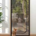 BFNN Cat Screen Door, Extra Tall Cat-Proof Mesh Gate, Fit Door Size 34'' x 82.5'', Anti Scratch Mesh with Zipper Closure, for Living Room, Kitchen, Bedroom (Black)