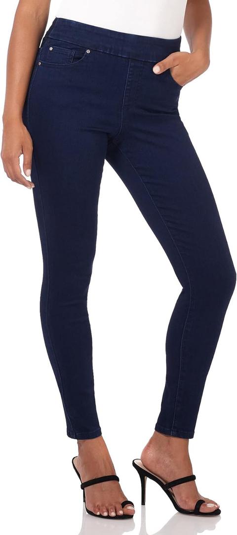Rekucci Women's Secret Figure Premium Denim Skinny Pull-On Jean (Ink Blue Rinse)