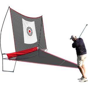 Golf Practice Hitting Net : 10×8FT Auto Ball Return Collect Quick Setup Practice Hitting Driving Aid Trainer Indoor Outdoor Yard Garage for Adults Players Teens with Turf Mat Balls Tees Bag, 10x8FT