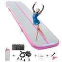 Gymnastics Mats, Air Mat Tumble Track 13FT 4 Inch Thickness Inflatable Training with Carry Bag Electric Pump For Home Use, Cheerleading, Yoga, Water Exercise (Rose)