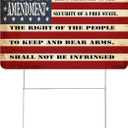 2nd Amendment USA Flag Old Glory United States of America Yard Sign Double Sided With Stake - Large, 17 Inch By 13 Inch for Military Veteran Patriotic