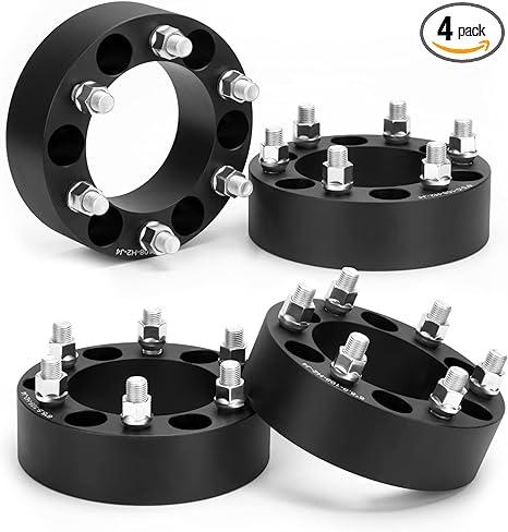 KSP 6x5.5 Wheel Spacers for Chevy Silverado GMC Sierra, 2inch 6x139.7mm Lug Centric Spacer for Suburban Express 1500 Escalade Yukon, 50mm Wheel Adapter 108mm Hub Bore with M14x1.5 Studs Black 4PCS