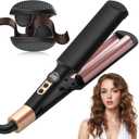 Waver Curling Iron Hair Crimper 3/4 Inch, Ionic Deep Waver Hair Curler Tool, 5 Temp Dual Barrel Mini Portable Curling Wand, Dual Voltage, Anti-Scalding Fast Heating for Short and Long Hair