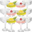 12 Pcs Ribbed Martini Glasses 7 oz Disposable Plastic Vintage Ribbed Coupe Glasses Cocktail Unbreakable Dessert Parfait Glassware for Wedding Birthday Party Supplies (Clear)