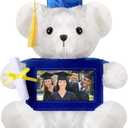 Sotiff 10'' 2026 Graduation Plush Bear with Picture Frame for 4 x 6'' Photo Graduation Gifts Stuffed Bear for Kids Granddaughter Son Girls Boys Preschool Kindergarten Students(White, Blue)