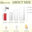 Glasseam Glass Cylinder Candle Holder, Clear Ribbed Vase Set of 18, Hurricane Pillar Candle Holder, Floating Candle Holders for Table Centerpiece, Flute Flower Vases for Centerpieces Dining Table