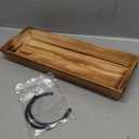 Wooden Candle Tray, Pillar Candle Holder with Black Metal Handles, Rectangular Centerpiece for Rustic Dining Table,Home Decor Accessories for Kitchen Counter，Coffee Table, Fireplace, 15.5x6 inches