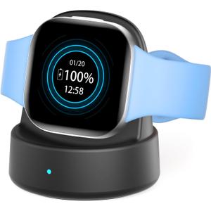 Charger Dock for Fitbit Sense/Sense 2/Versa 3/Versa 4, Magnetic Watch Charger Stand with USB-C Cable, Accessories for Fitbit Smartwatches, Black
