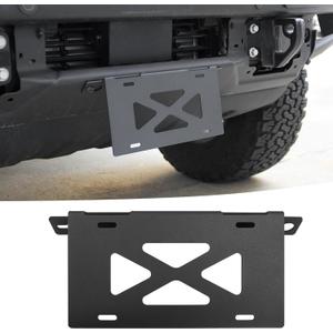 Front License Plate Bracket for 2021-2026 Ford Bronco with Heavy-Duty Modular Bumper, Steel Tag Frame Holder No Drill Mount Exterior Accessories