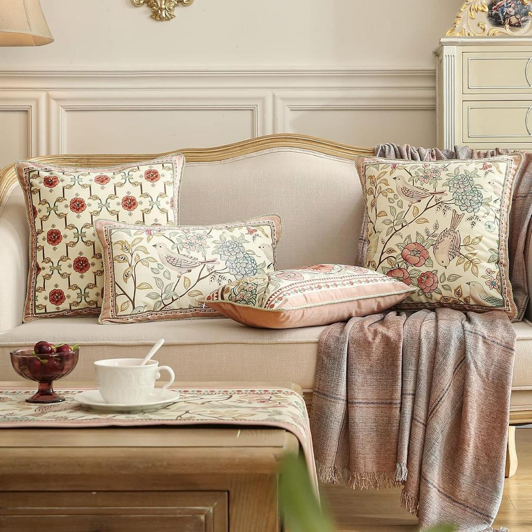 patdrea Velvet Euro Sham Decorative Throw Pillow Covers Set Soft Durable Cushion Cases Pillowcase for Couch Bedroom Car Living Room 4 PCS