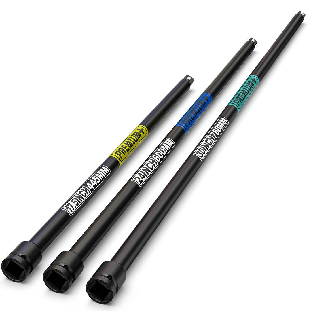 3 Pcs 1/2" Drive Impact Extension Bar Set, 3" 5" 10" Length Socket Extension, CR-V Steel, Narrow and Deep Areas in Bicycle, Automotive Repair or Industrial Operations