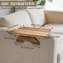 Acacia Wood Sofa Arm Tray, Folding Clip-On Couch Arm Tray, Sofa Armrest Trays for Drinks, Snacks, Phone, Remote Control