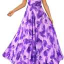 BTFBM Women Summer Floral Maxi Dresses Elegant Spaghetti Strap Dress Printed Party Dress Beach Long Dresses, Large