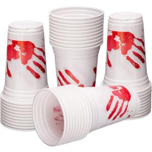 ArtCreativity Halloween Plastic Cups  50 Pack Disposable 10oz Party Cups  Blood Print Drinkware for Kids & Adults, Scary Spooky Party Supplies, Horror Decorations, Haunted House & Trick or Treat