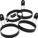 COTEY Large 3.5" Nonstick Egg Rings Set of 4, Round Crumpet Ring Mold Shaper for English Muffins Pancake Cooking Griddle - Portable Grill Accessories for Camping Indoor Breakfast Sandwich Burger