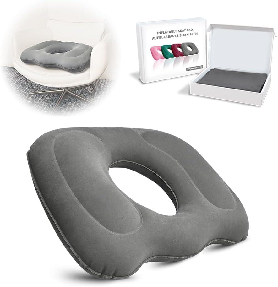 Nevife Inflatable donut cushion for Tailbone Pain Relief-Orthopedic Hemorrhoid & Sciatica Seat Cushion-Coccyx Cushion for Postpartum Pregnancy,Office Chair,Car,Wheelchair&Post-Surgical Recovery (Gray)