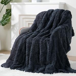 Super Fuzzy Soft Sherpa Fleece Weighted Blanket, 20 lbs Dual Sided Fluffy Heavy Weighted Blankets for Adults - No Bunching with Double Layers of Soft Inner Lining (60"x 80", 20 Pounds) (Grey-blue)