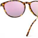 WearMe Pro Round Polarized Sunglasses for Women - UV400 Protection, Lightweight Frame, Vintage Retro Style (Tortoise Frame / Mirror Pink Lens)