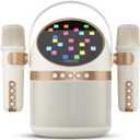 PHILIPS S2508 Portable Karaoke Machine,Party Bluetooth Speaker with 2 Karaoke Microphones,7 H Battery,Multi-Colored Light Modes with Display Screen,6 Vocal Effects,USB,AUX or TF Card Input,Mini,White