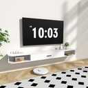 GHC Floating TV Stand, 75'' Wall Mounted TV Cabinet, Floating Shelves with Door, Media Console for DVD Player, Space-Saving Under TV Shelf for Bedroom & Living Room (White)