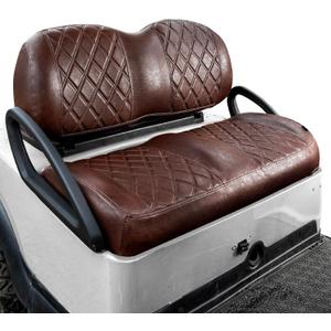 NOKINS Golf Cart Vinyl Diamond Seat Covers kit, Fit Club Car Precedent/Tempo/Onward Premium Front Seat Cushion, Soft/Scratch-Resistant/No Stapler Needed (Brown and Red 8460)