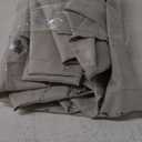 Taisier Home Silver Foil Print Linen Textured Curtains - Geometric Marble Pattern Design for Living Room - Light Filtering Window Treatment, 2 Panels, 95" L, Beige and Silver