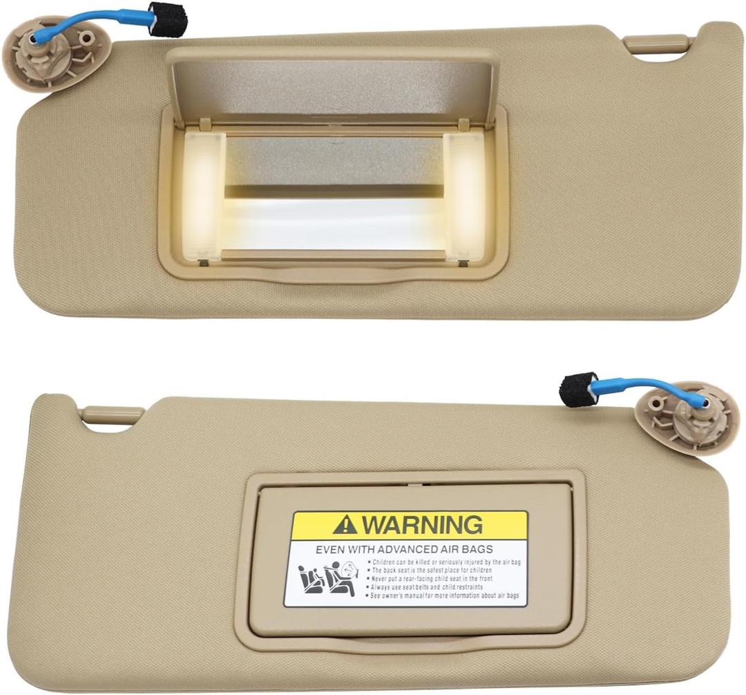 Beige Sun Visor Right Passenger&Left Driver Compatible with Accord 2008-2012 2013 2014 2015 2016 2017 W/Light Mirror 83230-TA0-A91ZB 83230TA0A91ZB