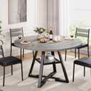 Round Dining Table for 4,Kitchen Dining Room Circle Dinner Pedestal Table,Space Saving Wood Kitchen & Dining Room Furniture, 42In,Grey