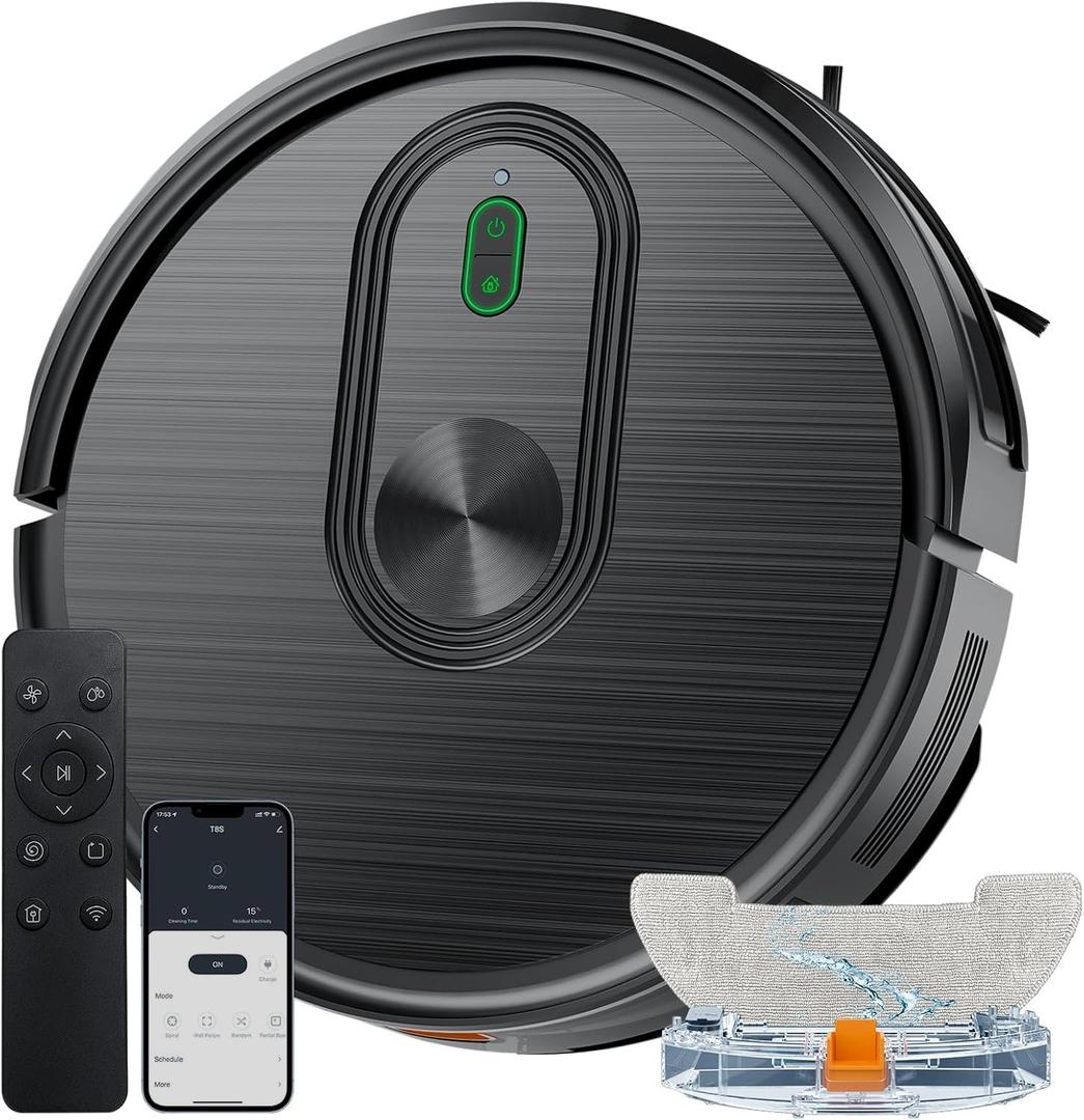 Robot Vacuum and Mop Combo, 2 in 1 Vacuuming & Mopping Robot with Schedule, App/ Bluetooth/ Voice, 3200Pa Max Suction, Self-Charging Robot Vacuum Cleaner, Slim, Ideal for Pet Hair, Hard Floor, Carpet