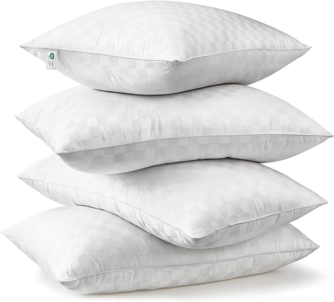 Pillows Queen Size Set of 4 Soft and Skin Friendly | Down Alternative Pillow for Back, Stomach or Side Sleepers, 20x28 Inches