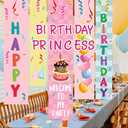 Girls' Birthday Decorative Hanging Banner Set - Colorful & Reusable, Pink Happy Birthday Backdrop for Sister, Fabric Banner for Women Bday Party