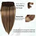 Human Hair Clip in Extensions Brown to Blonde Balayage Clip ins Extensions Remy Human Hair 16 Inch Clip on Extension Bleach Blonde Highlights Hair Extensions for Women Clip in 7Pcs 70g