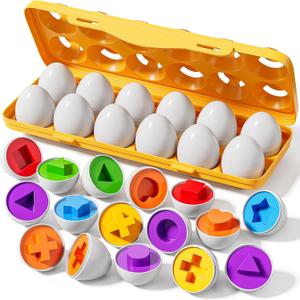 JUKUDAHU Matched Eggs Toddler Toys 1 2 3 4 Year Old - Shape Color Sorting Games, Kids Easter Eggs, Toddler Sensory Toys, Preschool Educational Boy Toy, Gifts for Baby 6-12 Months+