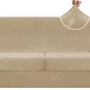 ZNSAYOTX Oversized Velvet 3 Piece Couch Cover with 2 Extra Large Seat Cushion Covers Stretch Sofa Cover for 2 Cushion Couch Thick Loveseat Sofa Slipcover for Living Room (Camel), 72"-92"(2 Cushions)