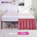 RIMELA Dusty Red Bed Skirt King Size 18 Inch Drop, Wrap Around Elastic Bedskirt, Dust Ruffle for Adjustable Bed Base Machine Washable Easy to Install Bed Skirts