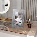 5x7 Picture Frame Glass 2 Pack, Sparkly Glitter Photo Frame 5 x 7 Mirror Crystal Wedding Gift Wall and Tabletop Display