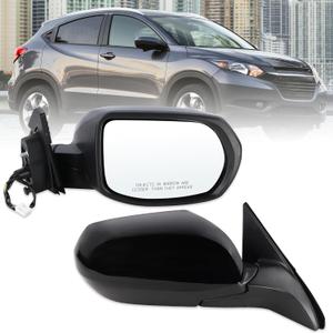 Right Passenger Side Mirror Compatible With 2016 2017 2018 2019 2020 2021 2022 Honda HRV HR-V With Power Glass Manual Folding Black Replace#76208T7WA72(3Pins)