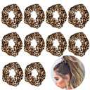 Luckycivia 10 Pcs Leopard Print Scrunchies Hair Bands, Stretch Scrunchy Hair Ties, Hair Ropes Scrunchies Hair Accessories for Women Girls (Style 1)